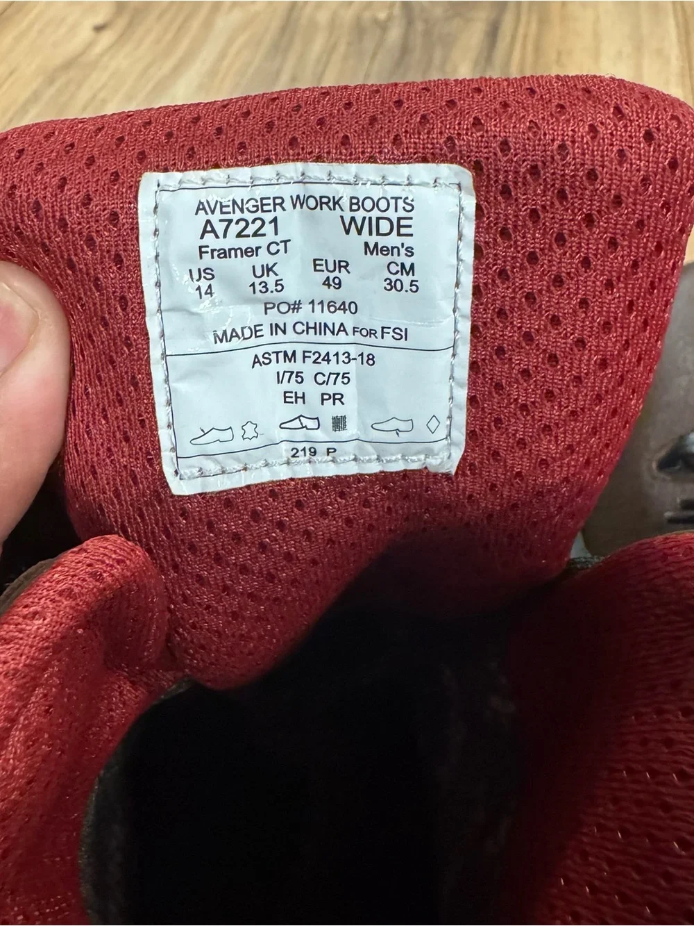 Avenger Safety Footwear A7221 Men's Framer/Hiker/Work Boot Size 14 Composite Toe